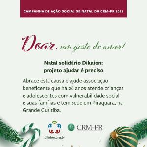 Nova gesto do CRM-PR lana campanha natalina de doao para famlias em vulnerabilidade social