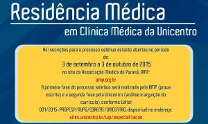 Unicentro oferece cinco vagas de residncia em Clnica Mdica