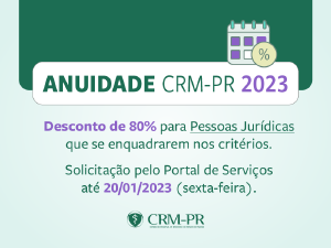 Pessoa Jurdica que atende aos critrios pode solicitar desconto na anuidade 2023 at 20/01