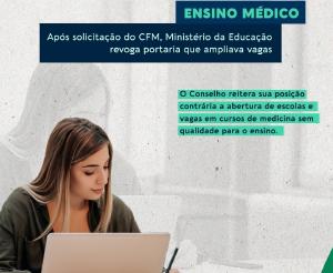 Aps reao do Conselho Federal e Regionais, MEC revoga portaria que criava novas vagas em Medicina