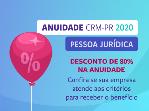 Pessoa Jurdica poder solicitar desconto de 80% na anuidade 2020