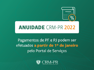 Anuidade CRM-PR 2022: Valores disponveis