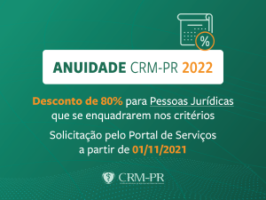 Pessoa Jurdica poder solicitar desconto na anuidade 2022 a partir de 1 de novembro