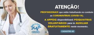 Profissionais que atuam no combate  COVID-19 podem solicitar atendimento psiquitrico gratuito