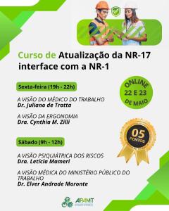 Curso debate atualização da NR-17 e integração com a NR-1 em evento online