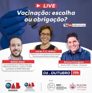 OAB Maring realiza live sobre vacinao nesta tera-feira, 6