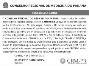 CRM-PR realiza Assembleia Geral de prestao de contas 2021 no dia 14 de fevereiro