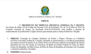 TRF da 1 Regio publica edital de chamamento para credenciar peritos na rea mdica